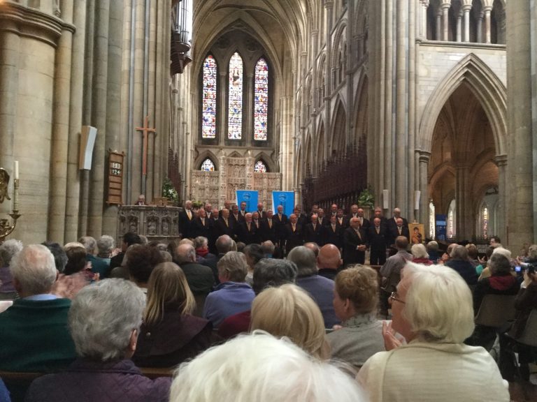 The choir singing in Truro Cathedral, Cornwall.